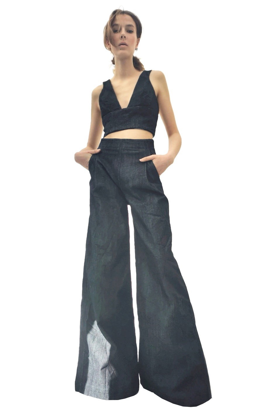 Wide denim trousers, Dark Blue PRE-ORDER